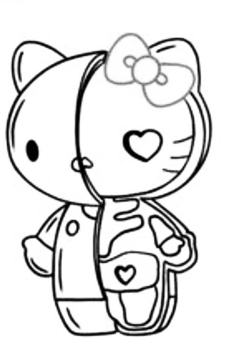 Hello Kitty Drawing Easy Sketch, Hello Kitty Outline Drawing, Hello Kitty Colouring Pages, Hello Kitty Crafts, Drawing Prompts, Kitty Coloring, صفحات التلوين, Hello Kitty Coloring, Meaningful Drawings