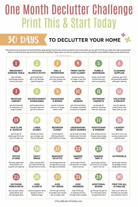 30 Day Declutter Challenge, 30 Day Declutter, Minimalism Challenge, Nyttige Tips, Declutter Home, Declutter Challenge, Ab Challenge, House Cleaning Checklist, Declutter Your Life