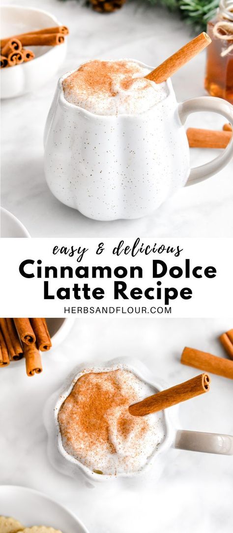 This simple Cinnamon Dolce Latte recipe makes it easy and convenient to make this Starbucks favorite at home any time you want. Made with simple ingredients, this cozy coffee drink can be made throughout the colder months at a fraction of the cost! Coffee Latte Recipe, Cinnamon Dolce Latte Recipe, Cinnamon Simple Syrup, Cinnamon Dolce Syrup, Cinnamon Dolce Latte, Cinnamon Dolce, Copycat Starbucks Recipes, Gingerbread Latte, Seasonal Drinks