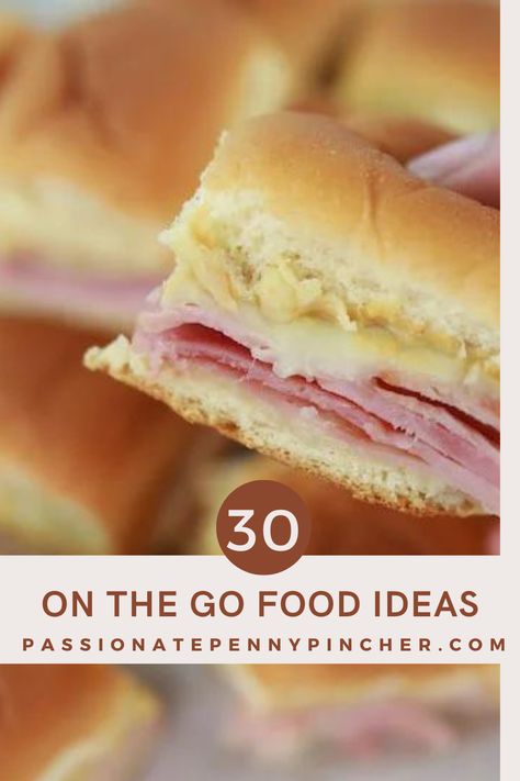 Need on the go food ideas for busy nights when the kids have sports practices or games? Here are 30 great meals that AREN'T just sandwiches! On The Go Dinners Families, Meals For Travel Sports, Softball Tournament Meals, Easy Dinner On The Go, Team Meals Before Games To Go, Sack Dinner Ideas, Crockpot Meals For Sports Nights, Dinner Sports Night, Ballpark Night Dinners