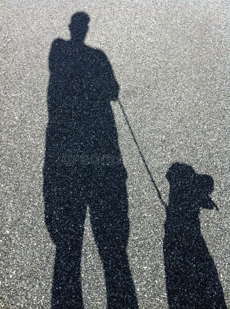 Shadow of Man and Dog Walking. A shadow of a dog on a leash with a man walking. #Sponsored , #Ad, #Affiliate, #Dog, #Shadow, #man, #Walking Dog On A Leash, Dog Shadow, Shadow Man, Watercolour Ideas, Dog Poses, Black And White Dog, Shadow Photos, Shadow Pictures, Man And Dog