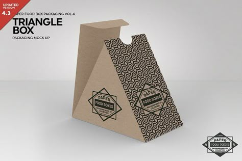 Triangle Food Box Packaging Mockup by INCDesign on @creativemarket Paper Food Packaging, Glossier Packaging, Dairy Packaging, Biscuits Packaging, Food Box Packaging, Packaging Template Design, Paper Box Template, Construction Companies, Paper Food