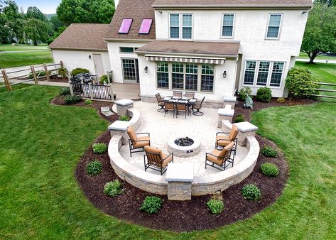 Custom Deck/Patio Malvern PA - 698 Sq Ft - Keystone Custom Decks Deck Vs Patio, Backyard Garden Landscaping, Fire Pit Gravel, Garden Landscaping Design, Stone Patio Designs, Deck Design Ideas, Fire Pit Materials, Fire Pit Landscaping, Backyard Garden Layout