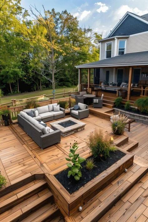 Above Ground Pool Small Deck, Deck Furniture Ideas Layout, Backyard Decking Ideas, Deck Bed Ideas, Decking Ideas Outdoor, Double Deck Bed Ideas, Midwestern Landscape, Backyard Decking, Small Deck Ideas