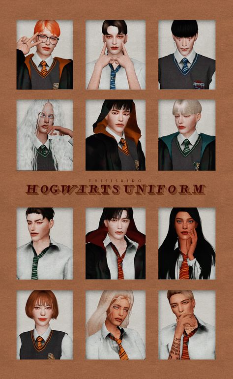 🧙Kiro_Hogwarts uniform & Cape🔮   DOWNLOAD LINK Sims 4 Harry Potter, Harry Potter Uniform, Harry Potter Robes, Sims Lookbook, Hogwarts Uniform, Hogwarts Outfits, Alpha Cc, Sims 4 Challenges, Cc Sims4