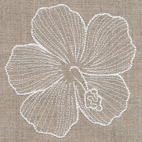 Embroidered Hibiscus Flower, Hibiscus Embroidery Pattern, Embroidery Hibiscus Flower, Kantha Embroidery Designs, Hibiscus Flower Embroidery, Hibiscus Embroidery, Flower Machine Embroidery, Embroidery Tips, Embroidery Hoop Wall Art