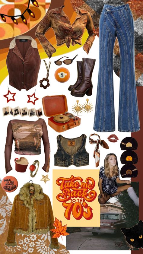 Hippie Style 70s, Outfit Shuffles, 70’s Aesthetic, 70s Outfits, Hippie Style Clothing, Fashion Mood Board, Mood Board Fashion, Bohemian Clothes, Dream Clothes