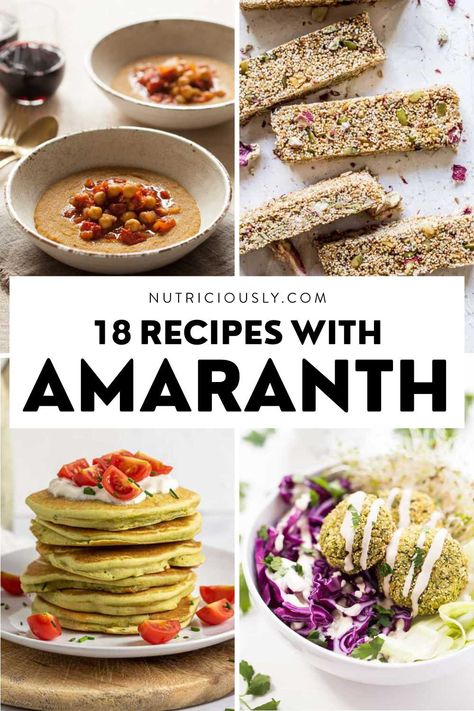 Amaranth Recipes, Gluten Free Snacks Recipes, Vegan Gluten Free Snacks, Trying New Foods, Recipes Sweet, Vegan Gluten Free Recipes, Food O, Grain Foods, Amaranth