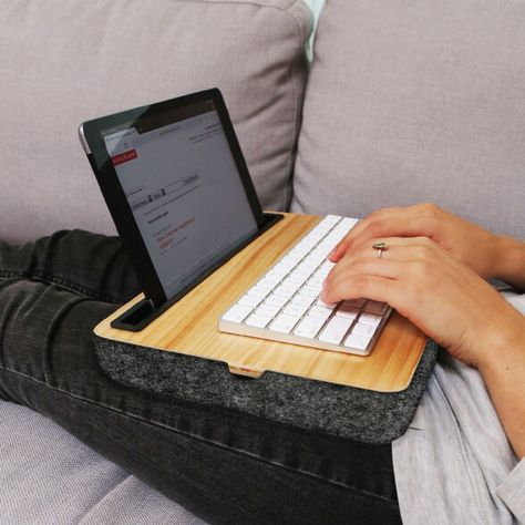 Ingenious lap desk to keep everything you need for work and play neatly organised and in one place. Desks With Storage, Lap Desk With Storage, Gifts For Tech Lovers, Desk With Storage, Gifts For The Home, Lap Desk, Cnc Projects, Girly Bags, Ipad Stand