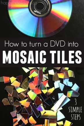 How to Make Mosaic Tiles from a CD or DVD - Happy Hooligans Cd Mosaic, Cd Crafts Diy, Old Cd Crafts, Cd Project, Recycled Cds, Happy Hooligans, Old Cd, Old Cds, Mosaic Madness