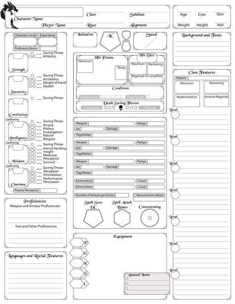 Rpg Character Sheet, Dnd Character Sheet, Character Sheet Template, Dungeon Master's Guide, Docs Templates, Character Template, Make A Character, Dungeons And Dragons Game, Indesign Templates