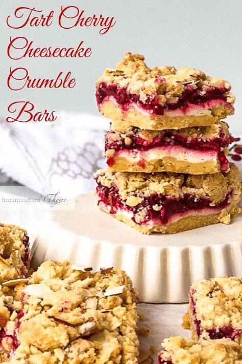 Sour Cherry Tart, Cranberry Crumble Bars, Tart Cherries Recipes, Squares Recipes, Cranberry Crumble, Sour Cherry Recipes, Pan Desserts, Cherry Recipes Dessert, Cranberry Bars