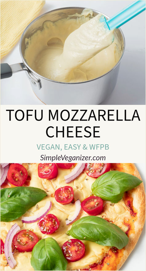 Have you tried Tofu Mozzarella cheese yet? It’s a vegan cheese substitute that is both nut-free and oil-free. This stretchy and versatile cheese can be made quickly with only 7 ingredients in 10 minutes. It’s perfect for melting over your favorite dishes and will make them even more delicious. Vegan Cheese No Cashews, Oil Free Vegan Cheese, Nut Free Vegan Cheese, Vegan Tofu Cheese, Aip Cheese, Tofu Mozzarella, Easy Vegan Dishes, Vegan Cheese Recipe, Tofu Cheese