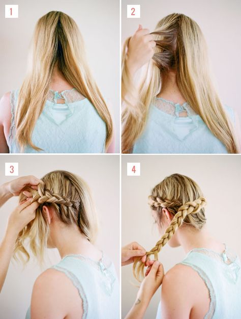 Hair Tutorial: Loose Halo Braid | Green Wedding Shoes Wedding Blog | Wedding Trends for Stylish + Creative Brides Halo Braid Tutorials, Cosmetology Ideas, Braid Updo Tutorial, Braid Crown Tutorial, Braided Crown, Halo Braids, Hype Hair, Halo Braid, Everyday Hair