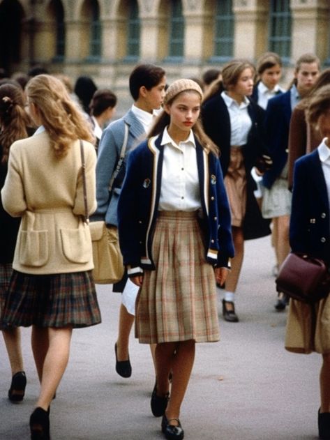 70s Preppy Fashion Women, 1950s Preppy Style, 1990s British Fashion, Og Preppy Style, 1950s School Uniform, 90s Preppy Aesthetic, Sleaze Academia, Hcc College, Old Preppy Aesthetic