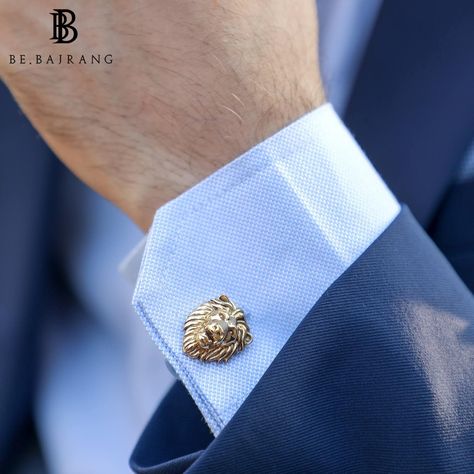 Introducing our exquisite Lion Head Cufflink Set, a testament to both regal elegance and unique craftsmanship. Handcrafted with precision and care, each cufflink showcases a meticulously designed lion head in a luxurious 14k gold finish. The intricate detailing captures the essence of this majestic creature, symbolizing courage and leadership. A meaningful gift for your Husband , father or bestfriend. Its the perfect gift for all occasions Casted in brass with 14k gold Plating Comes in a  sturdy Unique Cufflinks For Men, Gold Brooch For Men, Lion Cufflinks, Grooms Gifts, Lion Brooch, Man Gear, Gift Baskets For Him, Leo Necklace, Designer Cufflinks