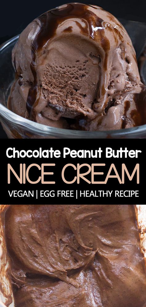 How to make vegan chocolate peanut butter banana ice cream at home, with no machine, no eggs, and no dairy #icecream #chocolate #vegan #nicecream #healthy #healthyicecream #veganicecream #eggfree #dairyfree #peanutbutter #banana #bananaicecream Peanut Butter Ice Cream Recipe, Healthy Chocolate Ice Cream, Almond Milk Ice Cream, Vegan Chocolate Peanut Butter, Chocolate Peanut Butter Ice Cream, Chocolate Covered Katie, Nice Cream Recipe, Vegan Peanut Butter Cookies, Butter Ice Cream