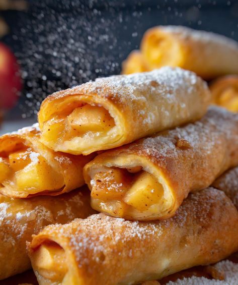 This recipe was everything! Everyone ate 3 of these rolls! Apple Pie Egg Rolls Recipe, Apple Pie Egg Rolls, Apple Rolls, Cooktop Cove, Egg Roll Ingredients, American Apple Pie, Egg Rolls Recipe, Traditional Apple Pie, Grandma Cooking