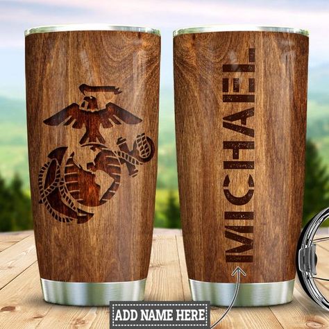 Marine Veteran, Wood Personalized, Us Marines, Gifts For Veterans, United States Marine, Tumbler Personalized, United States Marine Corps, Copper Wall, Personalized Tumblers