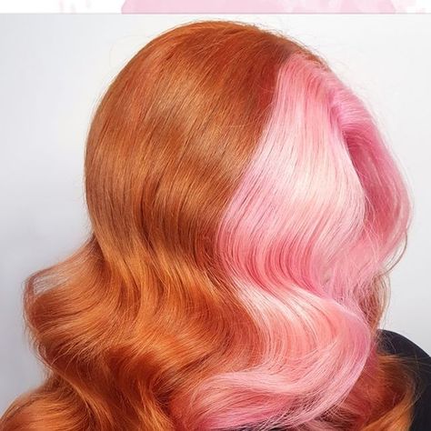 GINGER | LEMON Hairspace Vienna on Instagram: "🧡💗Pink&Ginger💗🧡⁠ Julia has so much hair that even a lion would get jealous of her mane 🦁⁠ However - more is more and we love working with her hair! ⁠ We went for a chunky pink face frame this time and a bright copper before a fresh chop. ⁠ As she had a nice glamorous theme-party lined up her hair was styled in a glam-waves look. ⁠ It was so glossy, she must have been the show-stopper of the evening 🤩⁠ ---⁠ #gingerlemonhair" Ginger Hair With Pink, Lemon Hair, Pink Ginger, Glam Waves, Face Frame, Bright Copper, More Is More, A Lion, Face Framing