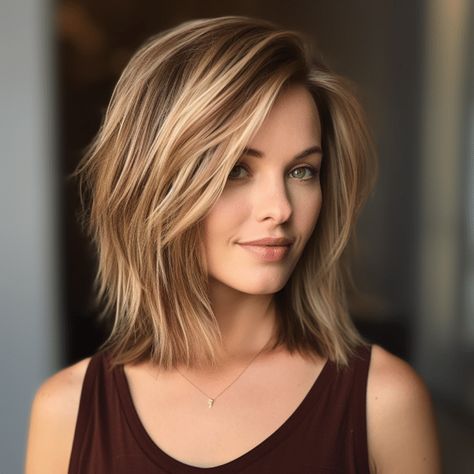 Full Body Bob Hairstyles, Medium Length Hair With Blonde Highlights, Haircuts For Medium Length Hair, Layered Haircuts For Medium Hair, Birthday Hair, Thin Hair Haircuts, Shoulder Length Hair Cuts, Haircuts For Medium Hair, Penteado Cabelo Curto