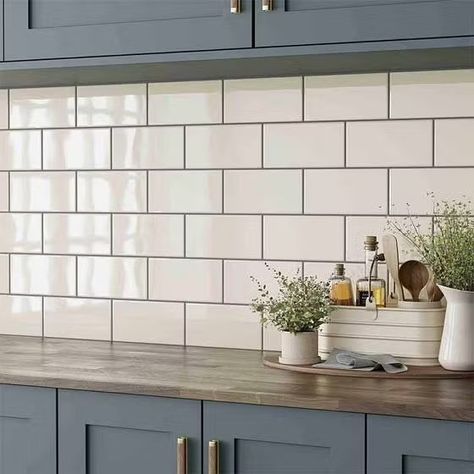 Metro Tiles Kitchen, Cream Tile, Kitchen Splashback Tiles, Tile Splashback, Cream Kitchen, Metro Tiles, Subway Tile Kitchen, Splashback Tiles, Cream Walls