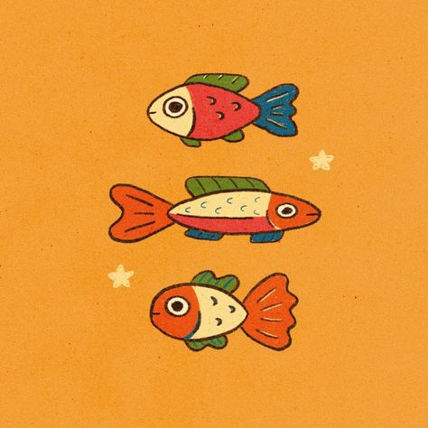 Currently working on a washi tape design featuring these lil fishies! 🐟 #procreate #illustration #sketch #cuteart | Instagram Cute Fish Character Design, Cute Fish Aesthetic, Fishies Drawing, Cute Fish Painting, Derpy Animals Drawings, How To Illustration, Silly Fish Drawings, Fish Aesthetic Art, Fish Cute Drawing