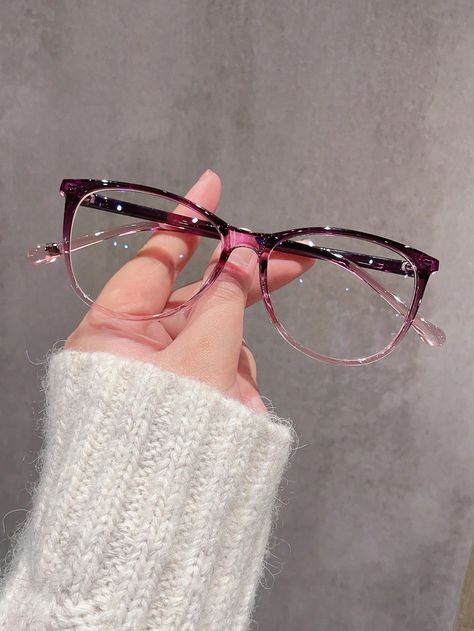 1pair Women Ombre Round PC Frame Casual Fashion Flat Glasses          Women Accessories, size features are:Bust: ,Length: ,Sleeve Length: Shein Glasses, Specs Frames Women, Fashion Glasses Frames, Classy Glasses, Glasses Frames Trendy, Fancy Glasses, Specs Frame, Womens Glasses Frames, Women Eyeglasses