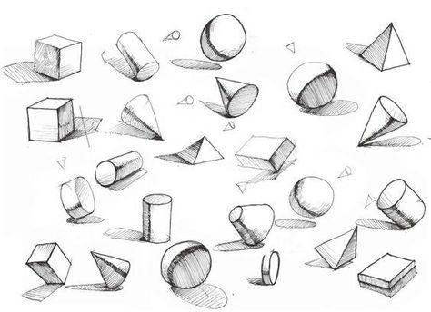 Practice Drawing Shapes, Art For Teens, Drawing Perspective, Shapes Drawing, Geometric Shapes Drawing, Basic Sketching, Shadow Drawing, Pencil Drawings For Beginners, Form Drawing