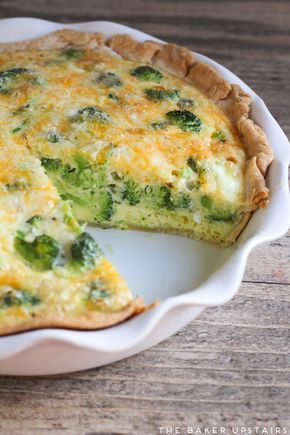 Broccoli cheese quiche - a delicious one-dish meal the whole family will love! www.thebakerupstairs.com Broccoli And Cheese Quiche, Easy Chicken And Broccoli, Broccoli Cheese Quiche, Broccoli Quiche Recipes, Broccoli Cheddar Quiche, Bacon And Cheese Quiche, Cheese Quiche Recipe, Keto Quiche, Broccoli Quiche