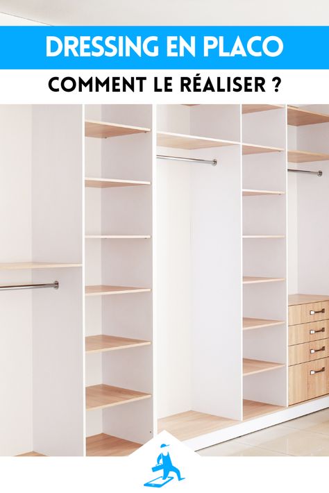 Pouvoir ranger l’ensemble de ses vêtements, chaussures et accessoires dans un dressing : c’est idéal pour avoir l’esprit tranquille. Si vous souhaitez aménager un tel espace, il faut bien réfléchir à son emplacement, sa disposition et les matériaux dans lesquels le réaliser. Découvrez nos conseils et les étapes pour créer votre dressing en placo. Ranger Son Dressing, Idee Dressing, Dressing Diy, Inspiration Dressing, Dressing Pas Cher, Plan Dressing, Piece Dressing, Diy Dressing, Dressing Simple