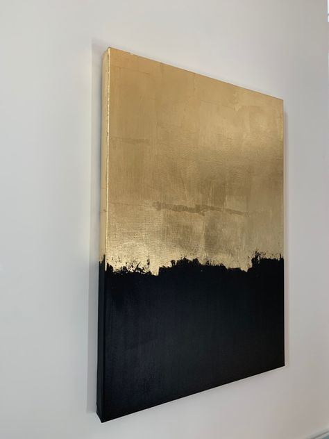 Abstract painting Black And Gold Textured Art, Black And Gold Artwork, Black Gold Painting, Black And Gold Painting, Beginners Canvas Painting, Pouring Acrylic Paint, Painting Beginners, Black And Gold Art, Abstract Painting Diy