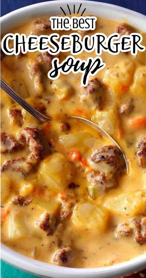 Best Cheeseburger Soup, The Best Cheeseburger, Cheeseburger Soup Recipe, Frozen Hashbrowns, Cheese Burger Soup Recipes, Homemade Soup Recipe, Cheeseburger Soup, Crockpot Soup Recipes, Delicious Soup Recipes