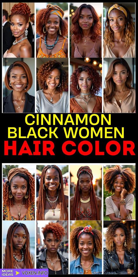 Voxen Hair Studio - Expert Hair Styling & Care Tips Copper Hair For Black Women, Cinnamon Locs Black Women, Locs With Color Black Women, Winter Hair Colors For Black Women, Cinnamon Locs, Cinnamon Hair Color On Black Women, Hair Color Ideas For Black Women, Fall Hair Colors For Black Women, Cinnamon Blonde