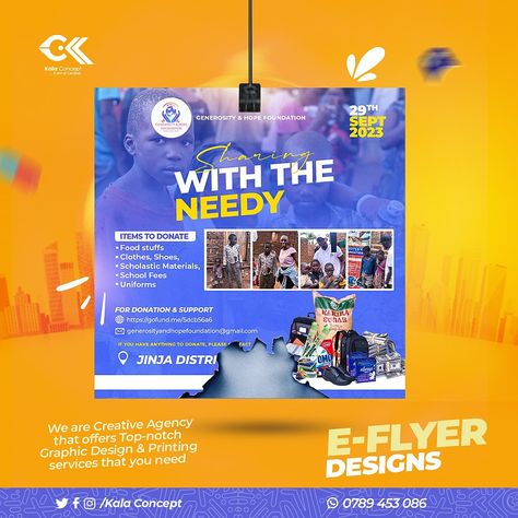 Donation flyer design #KalaConcept #Flyer #Graphicsdesign Donation Flyer Design, Donation Flyer, Food Donation, School Fees, Graphic Design Print, Creative Agency, Flyer Design, Printing Services, Foundation