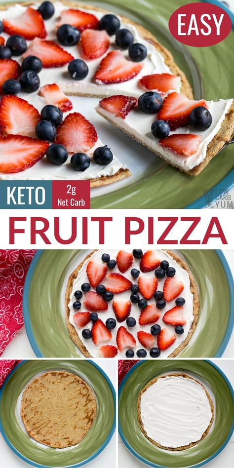 Fruit Pizza With Cream Cheese, Cream Cheese Fruit Pizza, Pizza With Cream Cheese, Dessert Pizza Fruit, Keto Friendly Fruit, Low Sugar Diet Recipes, Dinner Recipes Healthy Low Carb, Keto Fruit, Low Carb Low Fat Recipes