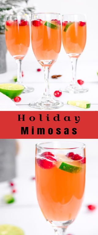 Holiday Mimosas | Wishes and Dishes Holiday Mimosas Recipe, Christmas Mimosas Brunch, Make Ahead Mimosa Recipe, Holiday Mimosa Bar Ideas, Christmas Brunch Drink Ideas, Christmas Mimosas Champagne, Winter Mimosa Recipe, Mimosa Recipe Christmas, Holiday Mimosa Recipe