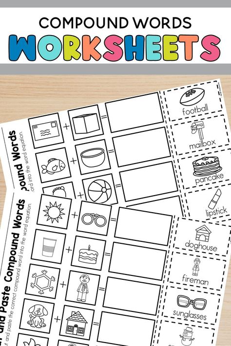 These compound words worksheets make it easy and fun to teach first grade students compound words. Students will love creating a class book and completing all of the compound word centers and worksheets. Print and use now! Compound Words Activities First Grade, Compound Words Preschool Free Printable, Teaching Compound Words, Compound Word Activities Preschool, Compound Words Preschool, Compound Words Kindergarten, Compound Word Anchor Chart, Free Compound Words Activities, Compound Words Activities Preschool