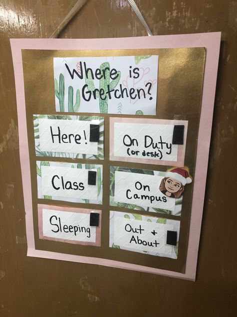 my where’s your #RA door sign from last semester Where Is Your Ra Door Sign, Where Am I Office Door Sign, Where's My Ra Sign, Ra Dorm Hallway Decorations, Ra Door Sign, College Name Tags Door Decs, Where’s My Ra Sign, College Dorm Door Decorations Name Tags, Where Is Ra Sign