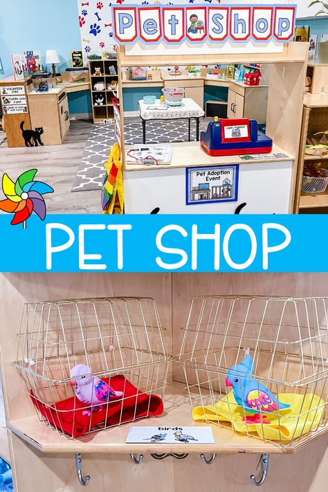 Veterinarian Kindergarten Activities, Animals Dramatic Play Preschool, Pet Shop Preschool Activities, Animal Theme Dramatic Play, Pet Theme Dramatic Play, Pet Study Creative Curriculum Centers, Preschool Pet Adoption, Pet Dramatic Play Center, Vet Shop Dramatic Play