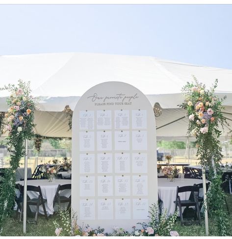 Seating Chart Arch, Mountain Marriage, Wedding Table Chart, Connecticut Summer, Seating Chart Wedding Diy, Wedding Dusty Blue, Extra Wedding, Wedding Diys, Table Chart