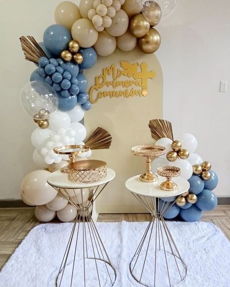 Crazy Birthday Cakes, Baloon Garland, Boy Communion Cake, Mermaid Birthday Decorations, Boys First Communion, First Communion Decorations, Communion Decorations, Baby Shower Gift Bags, First Communion Party