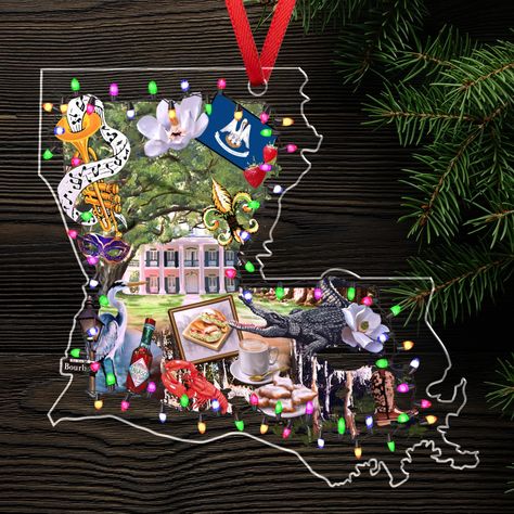 PRICES MAY VARY. STATE CHRISTMAS GIFTS - These captivating Louisiana Christmas gifts are ideal to add a touch of The Pelican State spirit to your Christmas decorations. Not only a stunning home decor, but also make beautiful Louisiana Christmas gifts that showcase your state pride. Share the joy of a Louisiana Christmas with these unique gifts. LOUISIANA PRIDE ORNAMENTS - These Louisiana Christmas ornaments are a must-have for all proud Louisianians who want to add a touch of state pride to thei Cajun Christmas Decorations, Birthday Gifts Mom, Louisiana Decor, Louisiana Christmas, Cozy Christmas Decor, Unique Christmas Ornaments, Gifts Mom, Christmas Hanging Decorations, Christmas Ornaments Gifts