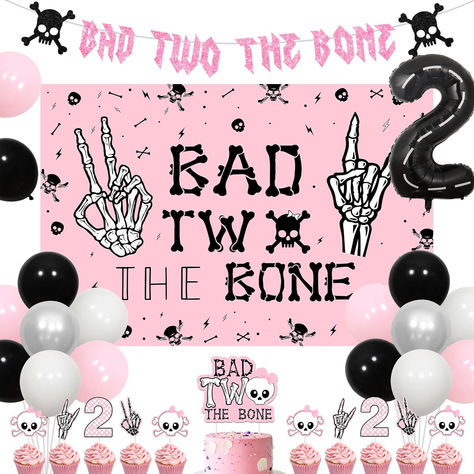 Bad Two the Bone Birthday Decoration Girl, Rock And Roll 2nd Birthday Party Decorations Backdrop Cake Cupcake Topper Banner Foil Number 2 Balloon for Girl Music Theme 2 Year Old Birthday #ad #bad2thebone #badtwothebone #badtwothebonebirthdayparty #bad2thebonebirthdayparty #bad2thebonepartysupplies #badtwothebonepartytheme #bad2thebonepartytheme #2ndbirthdaypartyideas #2ndbirthdaypartythemes  #2ndbirthdayparty Turning One Themes, Tenth Birthday Theme, Halloween Two Year Old Birthday, Halloween Theme 2nd Birthday Party, Bad To The Bone Party, 2year Birthday Theme, Boo Im Two Birthday Party Girl, Two Spooky 2nd Birthday Party Girl, 2nd Birthday Halloween Theme