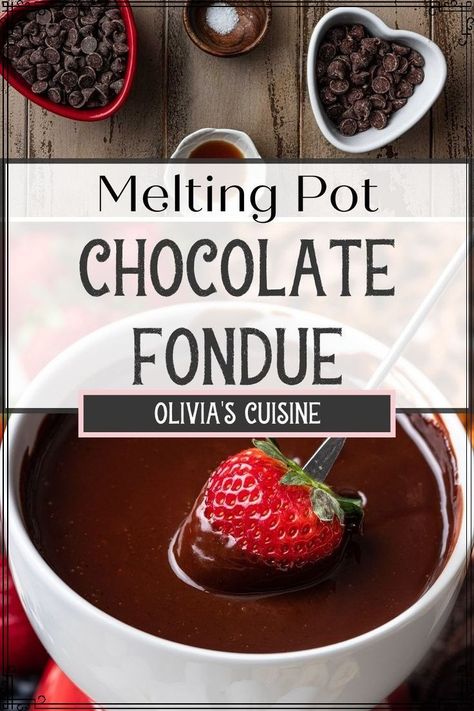 Easy Chocolate Fondue Recipe, Melting Pot Recipes, Easy Fondue, Dessert Fondue, Fondue Dinner, Chocolate Fondue Recipe, Fondue Night, Fondue Recipe, Fondue Party