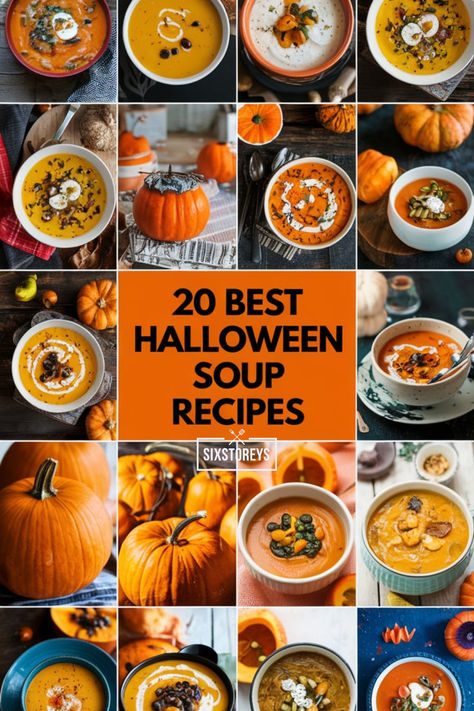 20 Best Halloween Soup Recipes Halloween Themed Soup, Soups For Halloween, Soup For Halloween Party, Halloween Soups And Stews, Halloween Soup Recipes, Halloween Soup Ideas, Witches Brew Soup, Halloween Stew, Spooky Soup