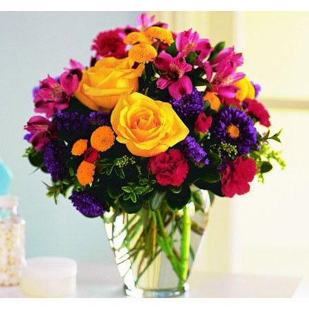 Bright flower vase arrangement Small  - love the vibrant colors! @ the Kremp Florist link on www.greenearthdealsonline.com Send Flowers Online, Get Well Flowers, Pink Gerbera, Online Flower Delivery, Color Rush, Order Flowers Online, Flowers Delivered, Blooming Plants, Same Day Flower Delivery