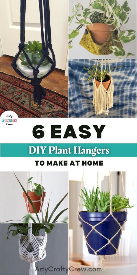 Find the easy and quick DIY plant hangers you can make at home. DIY Tutorials curated by Arty Crafty Crew. Diy Twine Plant Hanger, Diy Plant Holders Indoor, Easy Plant Hanger Diy, Houseplant Stand, Diy Plant Hangers, Boho Projects, Diy Macrame Plant Hanger Pattern, Plant Hanger Diy, Crochet Hacks