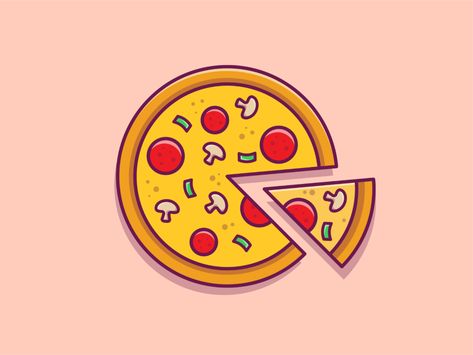 Pizza! 🍕🍕 by catalyst on Dribbble Pizza Doodles, Pizza Animation, Pizza Animated, Snacks Illustration, Pizza Doodle, Maya Model, Pizza Illustration, Pizza Icon, Pizza Drawing