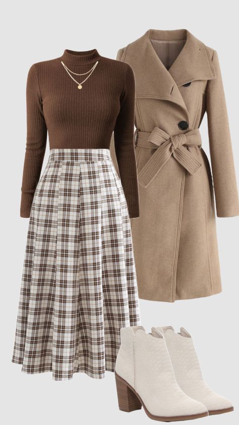 Modest Fall Outfits, Modest Outfit Ideas, Modesty Outfits, Cute Modest Outfits, Elegantes Outfit, Modest Fashion Outfits, Plaid Skirt, 여자 패션, Really Cute Outfits